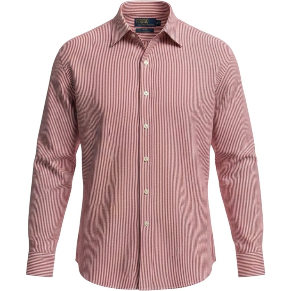 Polo Ralph Lauren Regent Classic Fit Shirt Mens 18 36/37 Red Black White Stripe